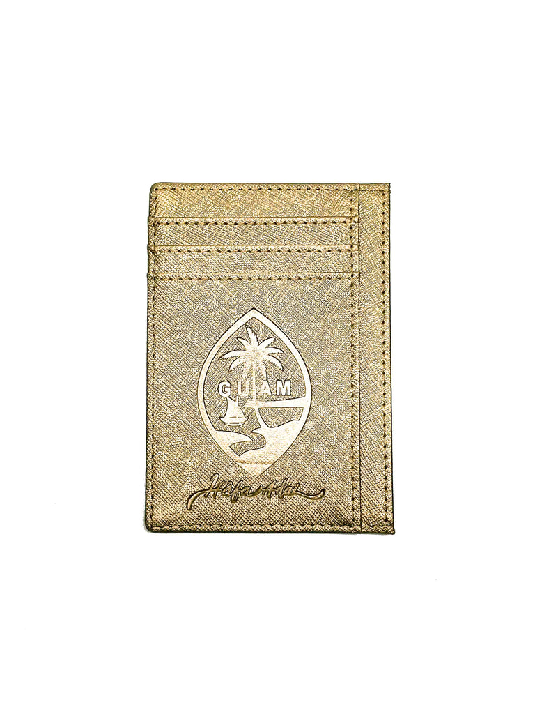 Leather ID Card Holder Gold